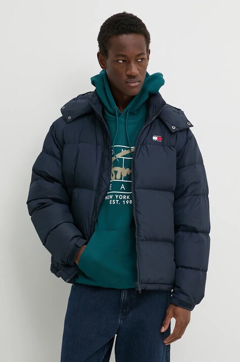 Tommy Jeans geaca de puf barbati, culoarea albastru marin, de iarna, DM0DM19537
