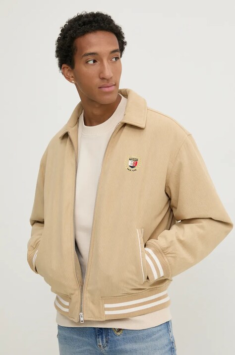 Tommy Jeans geaca barbati, culoarea bej, de tranzitie, DM0DM19626
