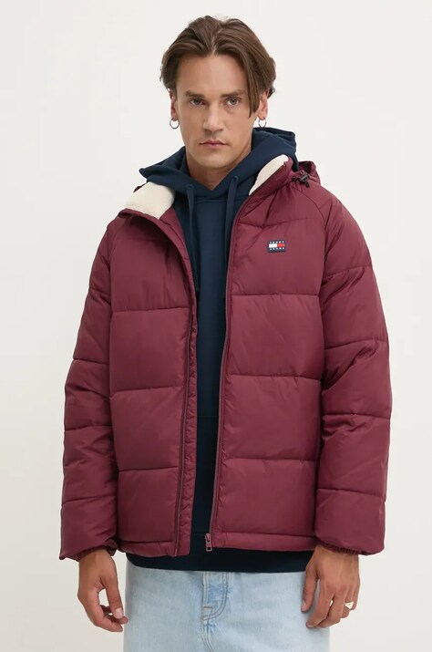 Tommy Jeans geaca barbati, culoarea bordo, de iarna, DM0DM20003