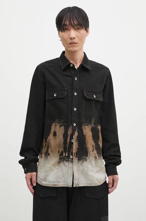 Джинсова куртка Rick Owens Outershirt чоловіча колір чорний перехідна oversize DU02D2755.BSUN