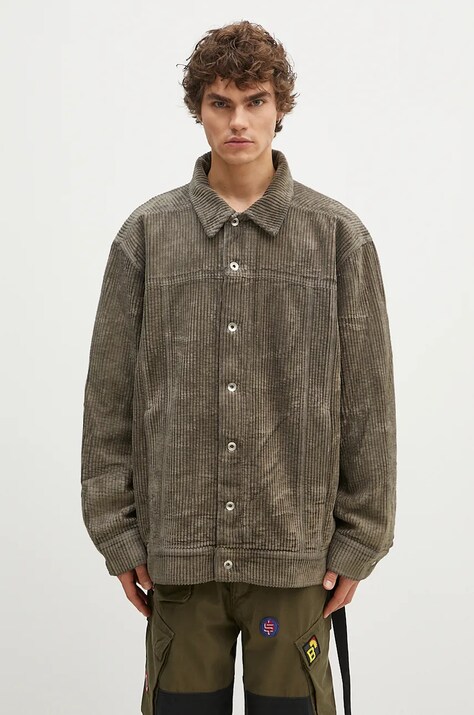 Вельветова куртка Rick Owens Jumbo Worker колір сірий перехідна oversize DU02D2761.HCF