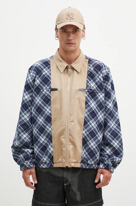 Dvostrana jakna AMBUSH Chinos Blouson za muškarce, boja: tamno plava, za prijelazno razdoblje, oversize, BMEM002F24FAB0014661