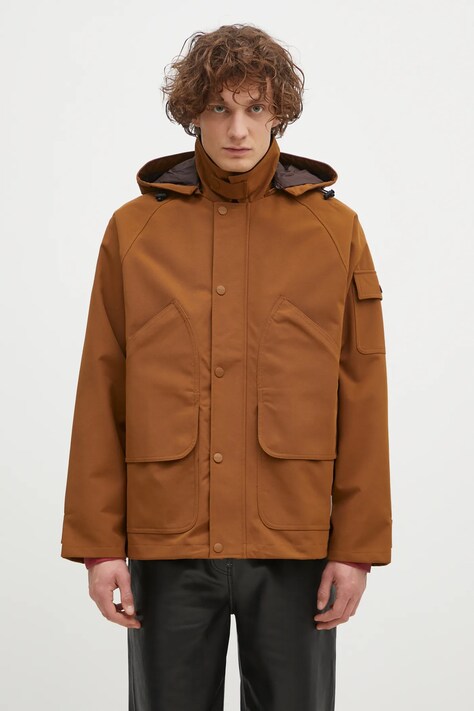 Jakna Carhartt WIP Clarton Jacket za muškarce, boja: smeđa, za prijelazno razdoblje, oversize, I033871.00SXX