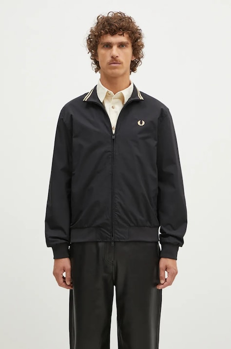 Jakna Fred Perry The Brentham Jacket za muškarce, boja: crna, za prijelazno razdoblje, J2660.350