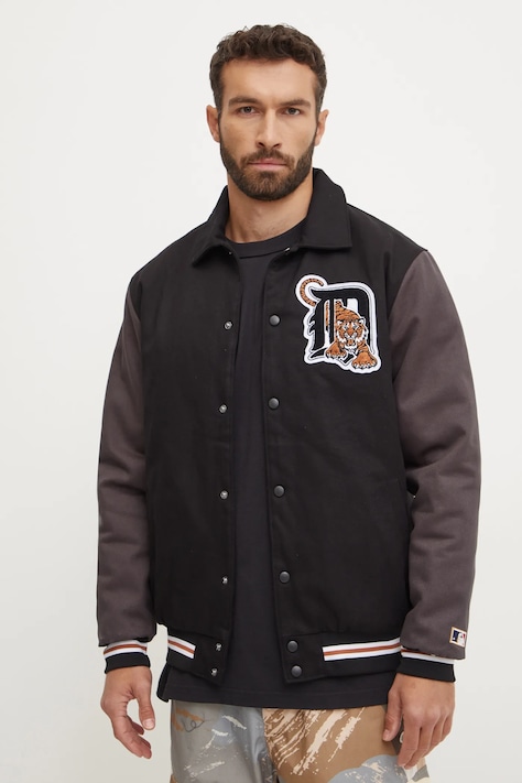 47 brand geaca bomber MLB Detroit Tigers barbati, culoarea negru, de tranzitie, BC009PMILXK636502JK