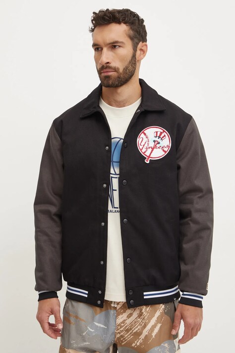 47 brand jachetă bomber din bumbac MLB New York Yankees culoarea negru, de tranzitie, BC017PMILXK636499JK