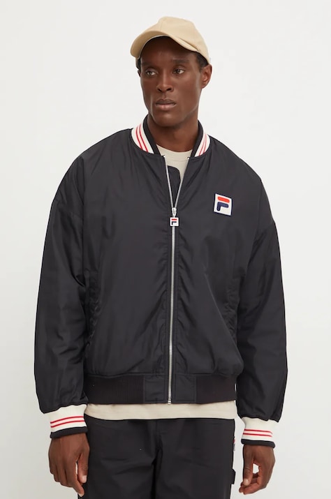 Куртка-бомбер Fila Limoges чоловіча колір чорний перехідна oversize FAM0755
