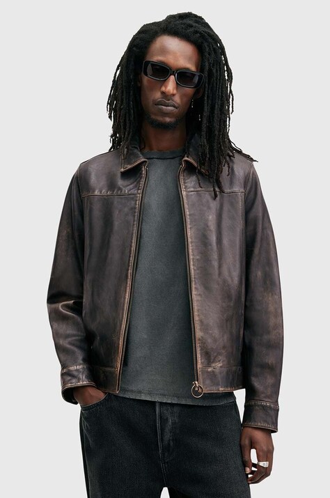 AllSaints Kurtka skórzana ALKAN męska kolor czarny przejściowa M018LB