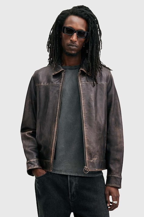 AllSaints Kurtka skórzana ALKAN męska kolor czarny przejściowa M018LB