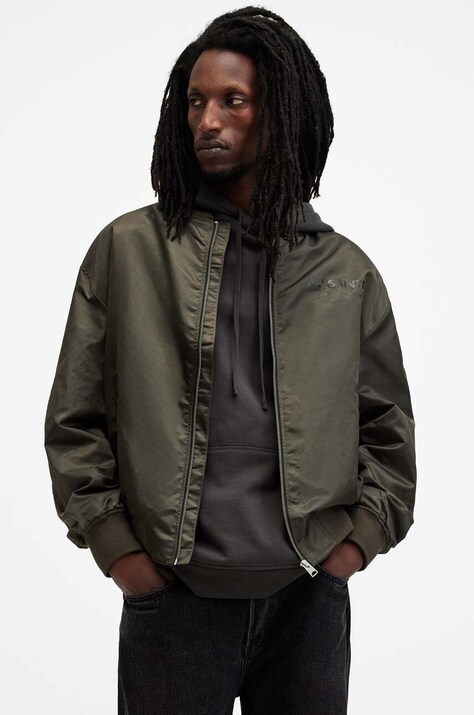 AllSaints geaca bomber UNDERGROUND barbati, culoarea verde, de tranzitie, M024OA