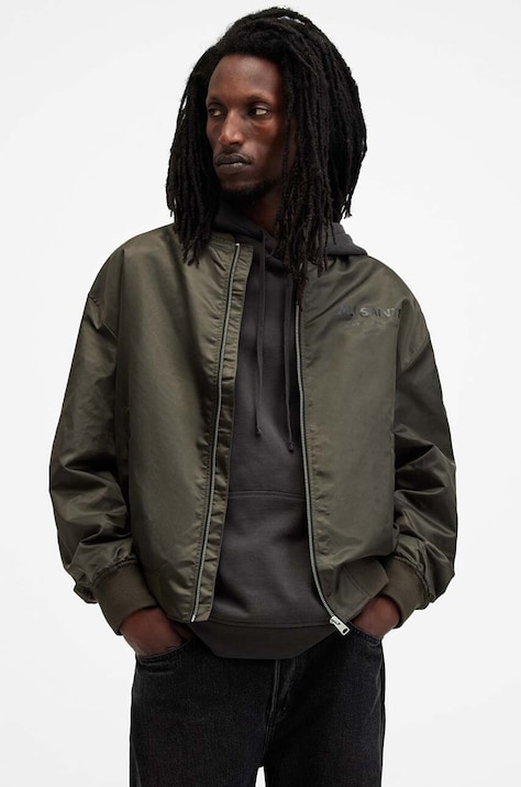 Μπουφάν bomber AllSaints UNDERGROUND ανδρικά, χρώμα: πράσινο, M024OA