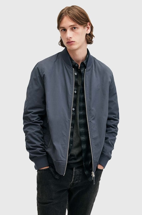 AllSaints bomber dzseki BASSETT férfi, sötétkék, átmeneti, M077OB