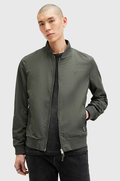 AllSaints geaca bomber BASSETT barbati, culoarea verde, de tranzitie, M077OB