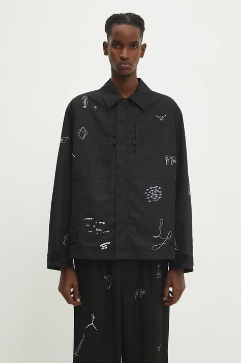 Яке Undercover Blouson в черно преходен модел с уголемена кройка UC2D4212