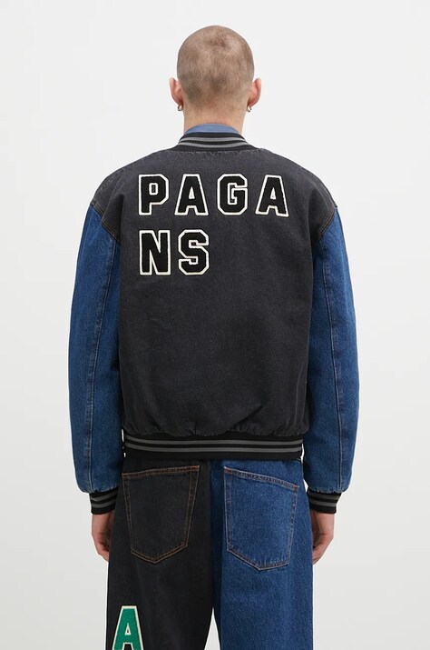 Aries kurtka bomber jeansowa Varsity Denim Jacket kolor czarny przejściowa AR7030302