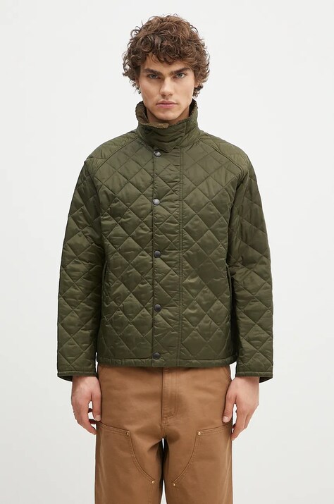 Barbour geaca OS Transport Quilted Jacket barbati, culoarea verde, de tranzitie, oversize, MQU1796