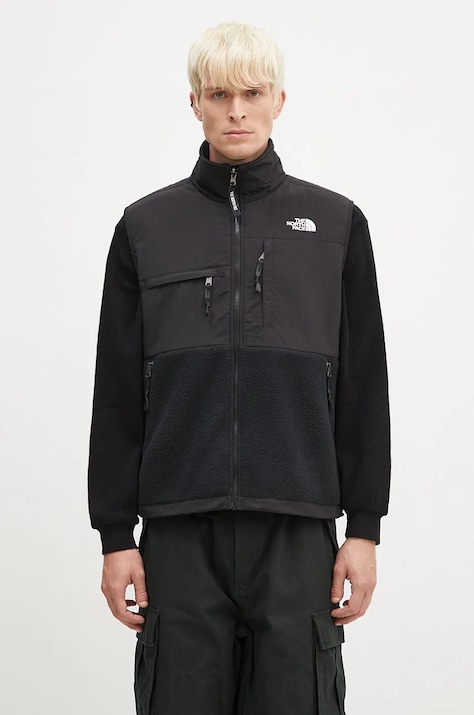 The North Face vestă Retro Denali Vest barbati, culoarea negru, de tranzitie, NF0A88XJJK31