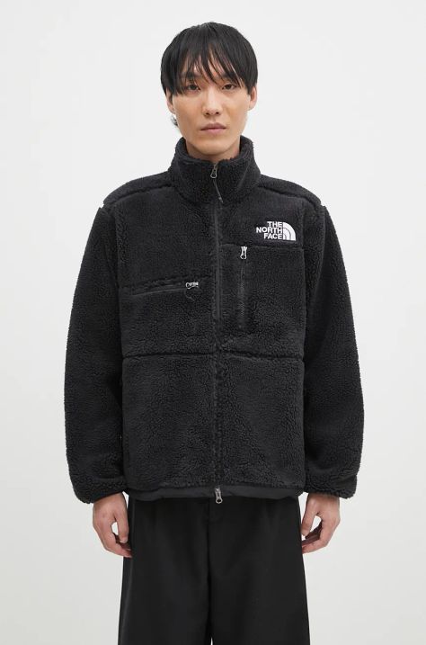 The North Face fleece sweatshirt Denali X black color with an application NF0A86ZWJK31