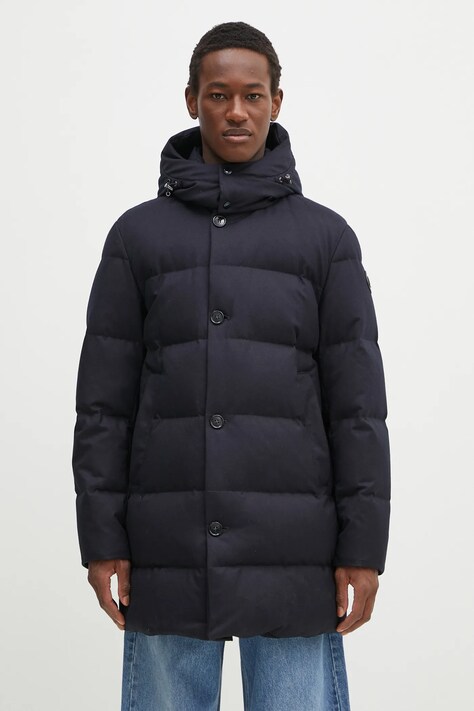 Woolrich geaca de lana Luxe Long Parka culoarea albastru marin, de iarna, CFWOOU0627MRUT3108