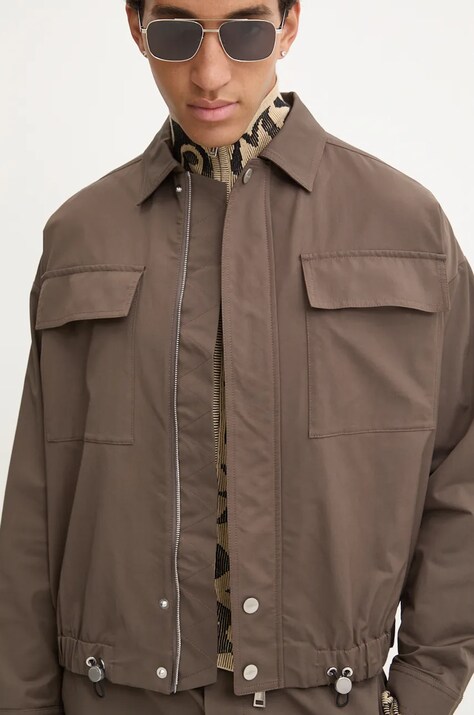 Nanushka geaca EMERIC barbati, culoarea maro, de tranzitie, oversize, NM24PFJK00797
