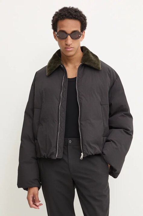 Jakna Nanushka ZACHARIE za muškarce, boja: crna, za zimu, oversize, NU24PFJK01499