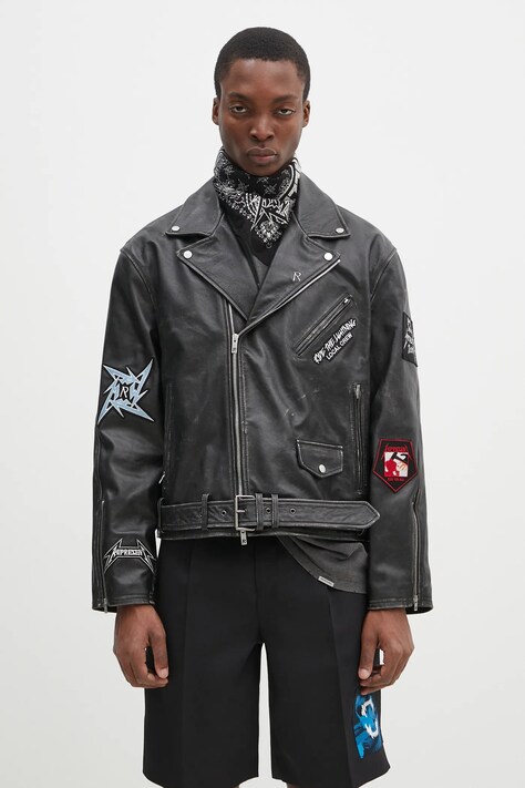 Шкіряна куртка Represent Metallica Leather Jacket чоловіча колір чорний перехідна MLM173.001