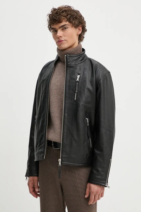 Won Hundred geaca de piele barbati, culoarea negru, de tranzitie, 3253-16015