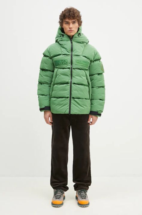 Napapijri geacă Hyper Puffer barbati, culoarea verde, de iarna, oversize, NP0A4I9DG1T1