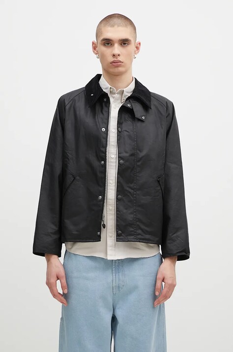 Куртка Barbour OS Transport Wax Jacket чоловіча колір чорний перехідна oversize MWX1678