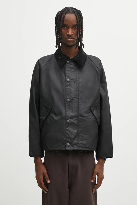 Куртка Barbour OS Transport Wax Jacket чоловіча колір чорний перехідна oversize MWX1678