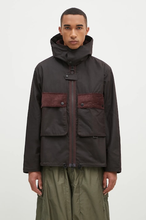 Barbour jacheta de bumbac Re-Engineered Spey Wax Jacket culoarea maro, de tranzitie, MWX2341