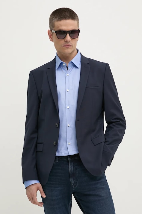 Шерстяной пиджак HUGO цвет синий 50446523