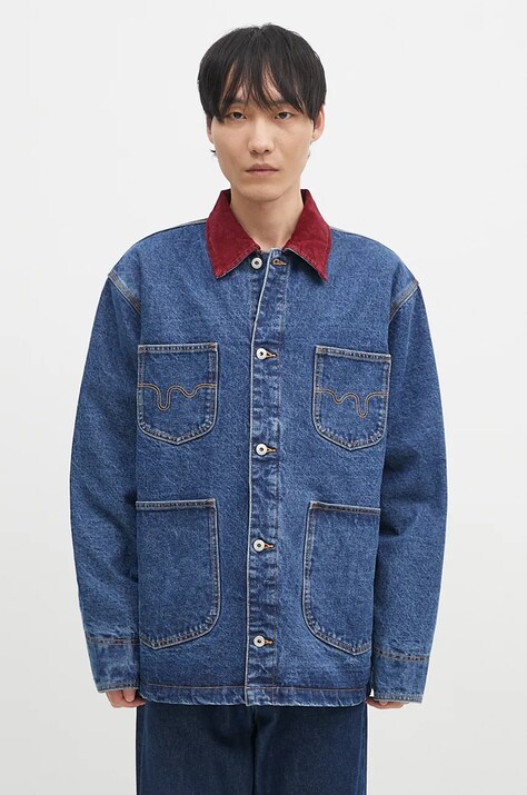 ICECREAM geacă din denim Denim Chore bărbați, culoarea bleumarin, de tranziție, oversized, ICD007