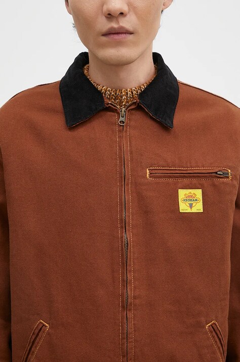 Бавовняна куртка-сорочка ICECREAM Canvas Lined Work — AW24-KUM1HB, коричневий — фото 4