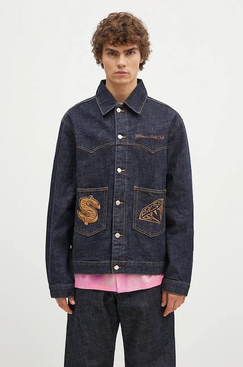 Rifľová bunda Billionaire Boys Club Diamonds & Dollars Selvedge Denim pánska, tmavomodrá farba, prechodná, oversize, B24303