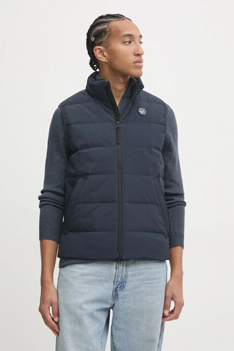Abercrombie & Fitch vesta de puf barbati, culoarea albastru marin, de tranzitie, KI132-4152