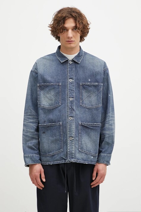 NEIGHBORHOOD kurtka jeansowa Washed Coverall Jacket męska kolor granatowy przejściowa 242SPNH.JKM02