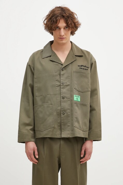 NEIGHBORHOOD geacă NEIGHBORHOOD X Dickies . Coverall Jacket bărbați, culoarea verde, de tranziție, 242VFDKN.JKM02