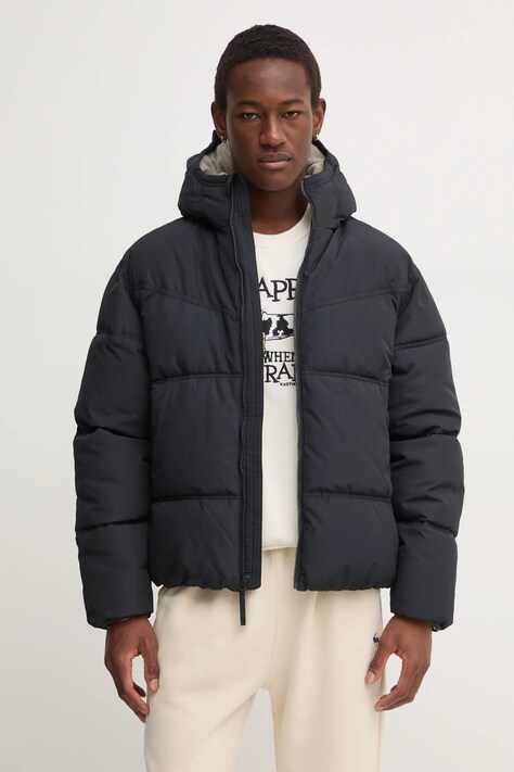Hollister Co. geaca barbati, culoarea negru, de iarna, oversize, KI332-4123