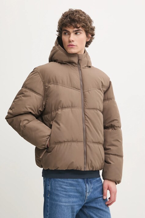 Hollister Co. geaca barbati, culoarea bej, de iarna, oversize, KI332-4124