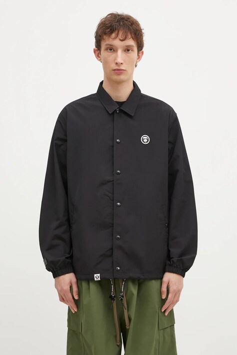 Яке AAPE Moon Face Logo в черно преходен модел с уголемена кройка AAPLJM7662XXN