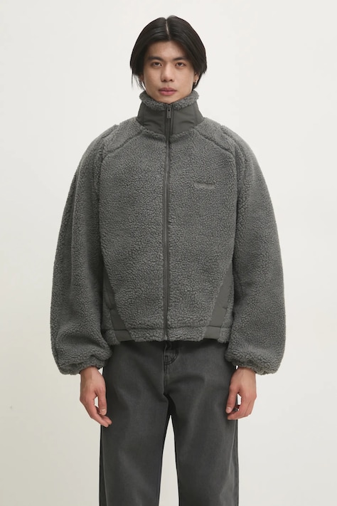 Bunda Han Kjøbenhavn Fleece pánská, šedá barva, přechodná, oversize, U-134141