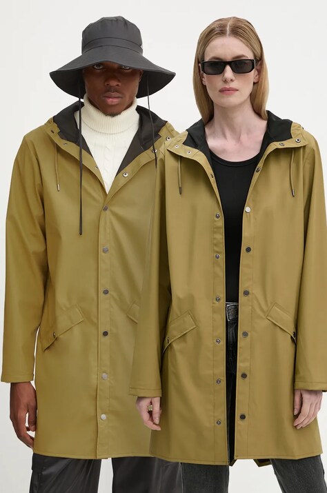 Дощовик Rains Long Jacket W3 колір зелений перехідна 12020-44