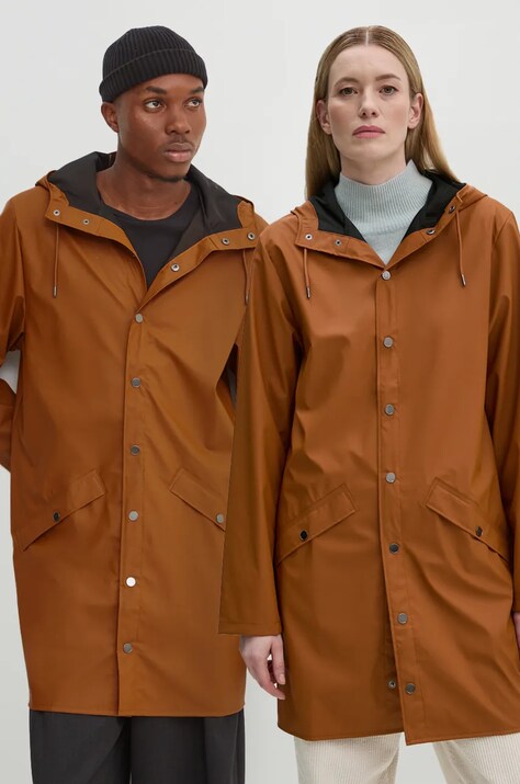 Αδιάβροχο μπουφάν Rains Long Jacket W3 χρώμα: πορτοκαλί, 12020-63