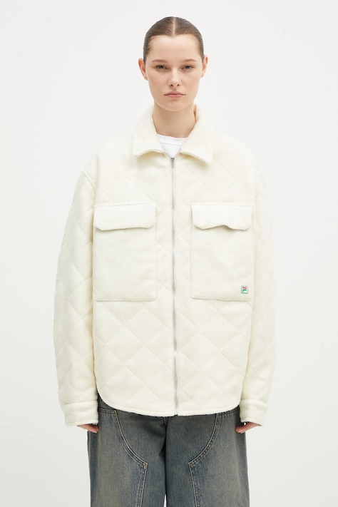 FILA+ woolen shirt jacket Quilted Overshirt beige color 42FW24OW01508C001