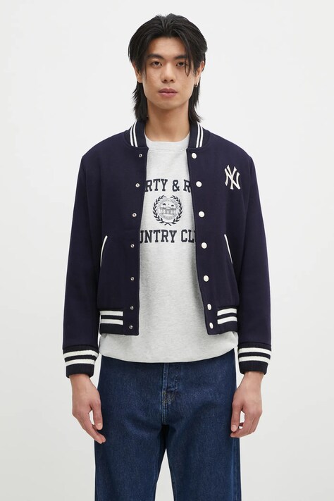 Вовняна куртка-бомбер Sporty & Rich Yankees Serif Varsity колір синій перехідна OW007505635BL32