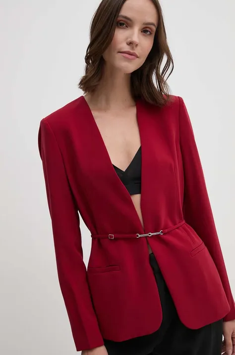 Піджак Calvin Klein колір бордовий без застібки однотонний K20K207154