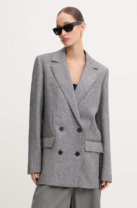 Шерстяной пиджак Iceberg цвет серый двубортный узор L011 3141