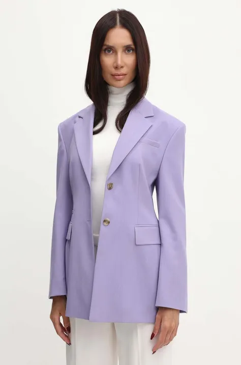 Вовняний піджак BOSS колір фіолетовий однобортний однотонний 50518411