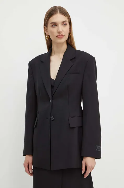 Шерстяной пиджак BOSS цвет чёрный однобортный однотонная 50518411